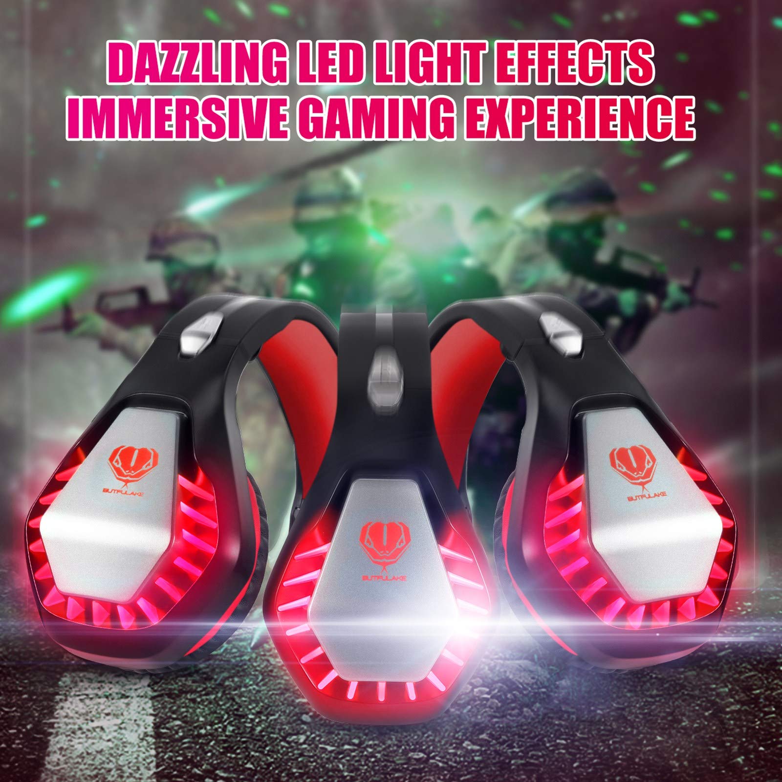 Best Gaming Headset for PS4, PS5, Xbox One, PC, Mac & Nintendo Switch - Noise Cancelling Over-Ear Headphones with Mic, 3.5mm Jack, Bass Surround & Soft Memory Earmuffs (Red) - Perfect for Online Gaming, Streaming & Virtual Meetings