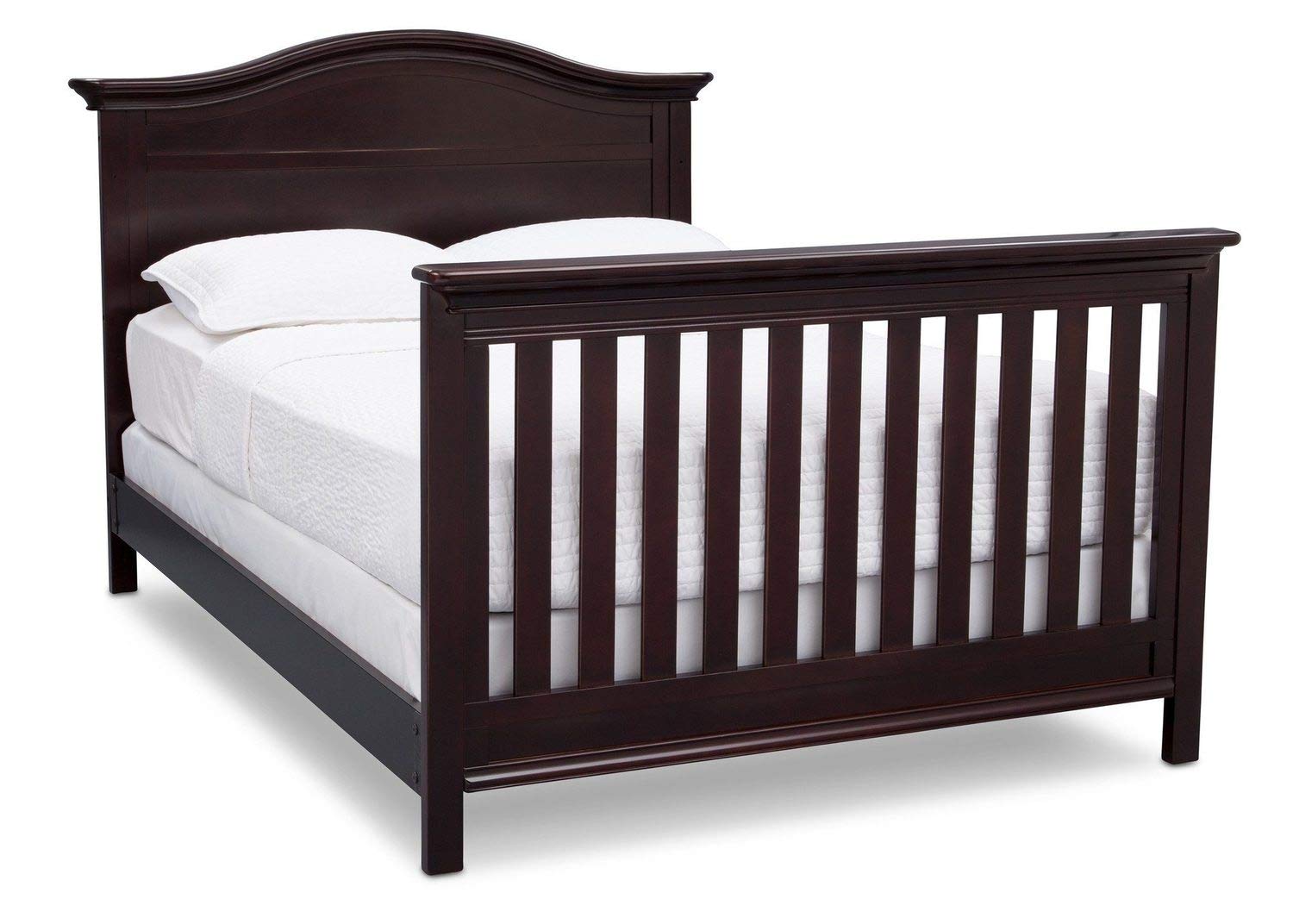 Full-Size Conversion Kit Bed Rails for Serta Aberdeen, Adelaide, Ashland, Banbury, Barrett, Bethpage, Fairmont, Fall River, Fernwood & Mid-Century Modern 4-in-1 Cribs - Dark Chocolate - Safe Toddler to Twin Bed Transition for Nursery & Kids Room