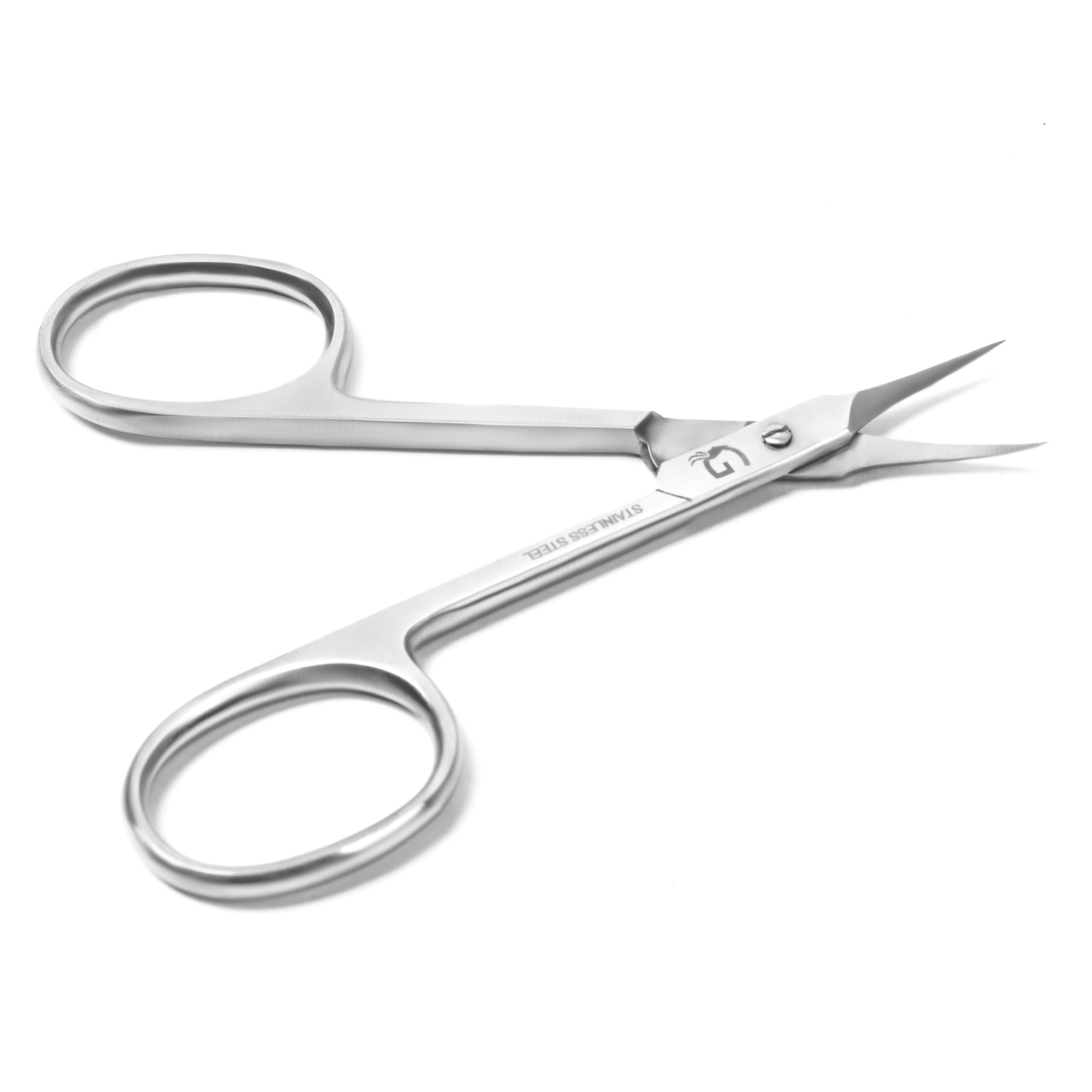 Professional Stainless Steel Curved Cuticle Scissors - Precision Grooming Tool for Eyebrows, Mustache, Nose Hair, Eyelashes & Dry Skin - Manicure & Personal Care Essential - Perfect for Home, Salon & Travel Use