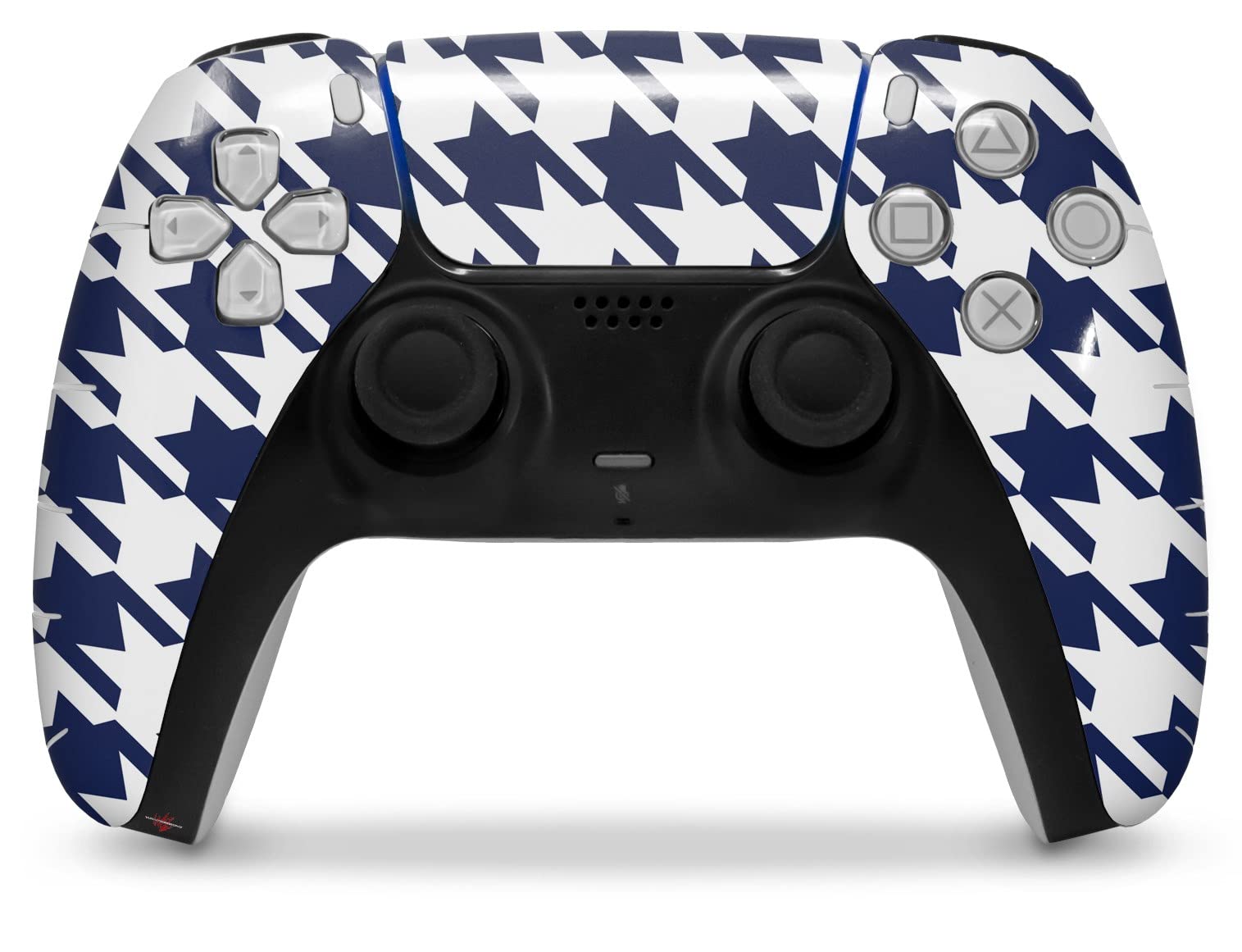 PS5 DualSense Controller Skin Wrap - Houndstooth Navy Blue for Gaming & Protection