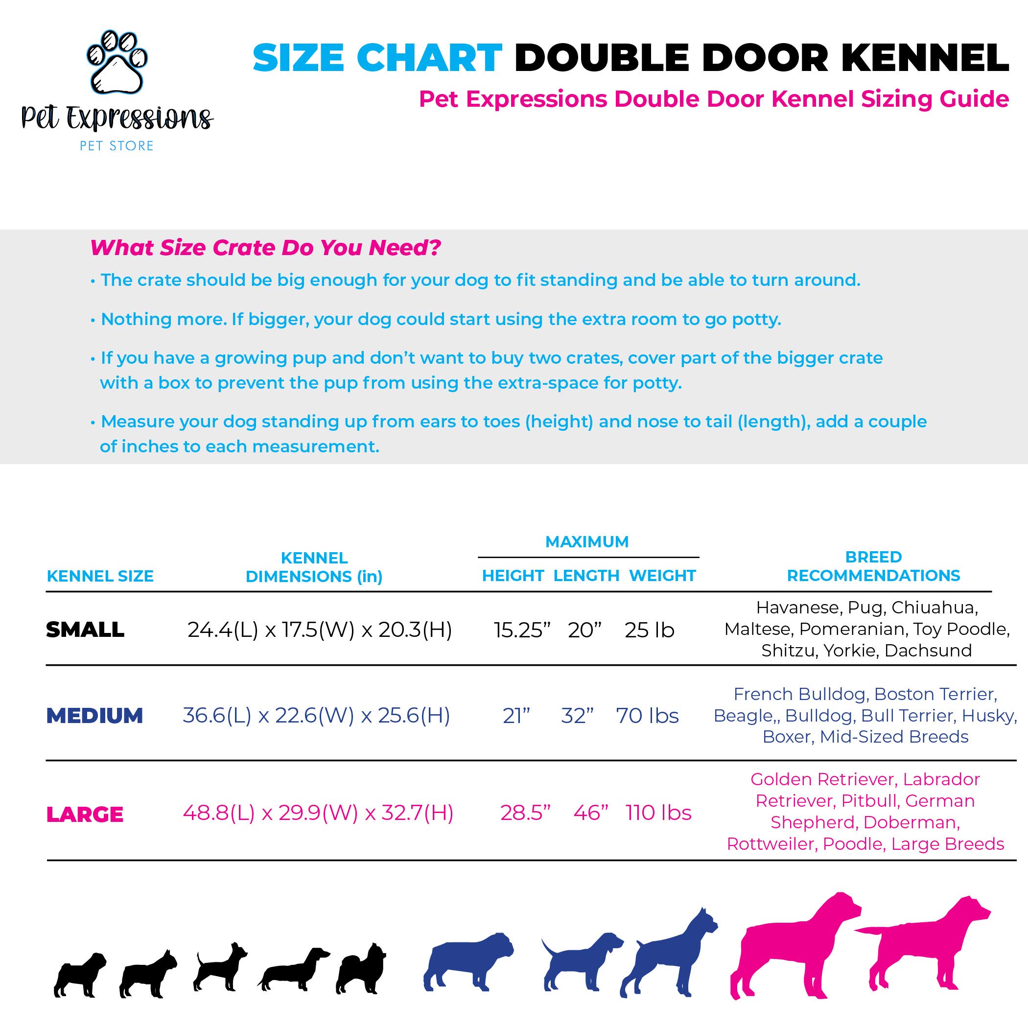 Premium 48-Inch Foldable Dog Crate with Double Doors - PET Expressions Luxury Pet Carrier in 3 Colors | Includes Free Training Ebook & Calming Music | Perfect for Travel, Home & Vet Visits