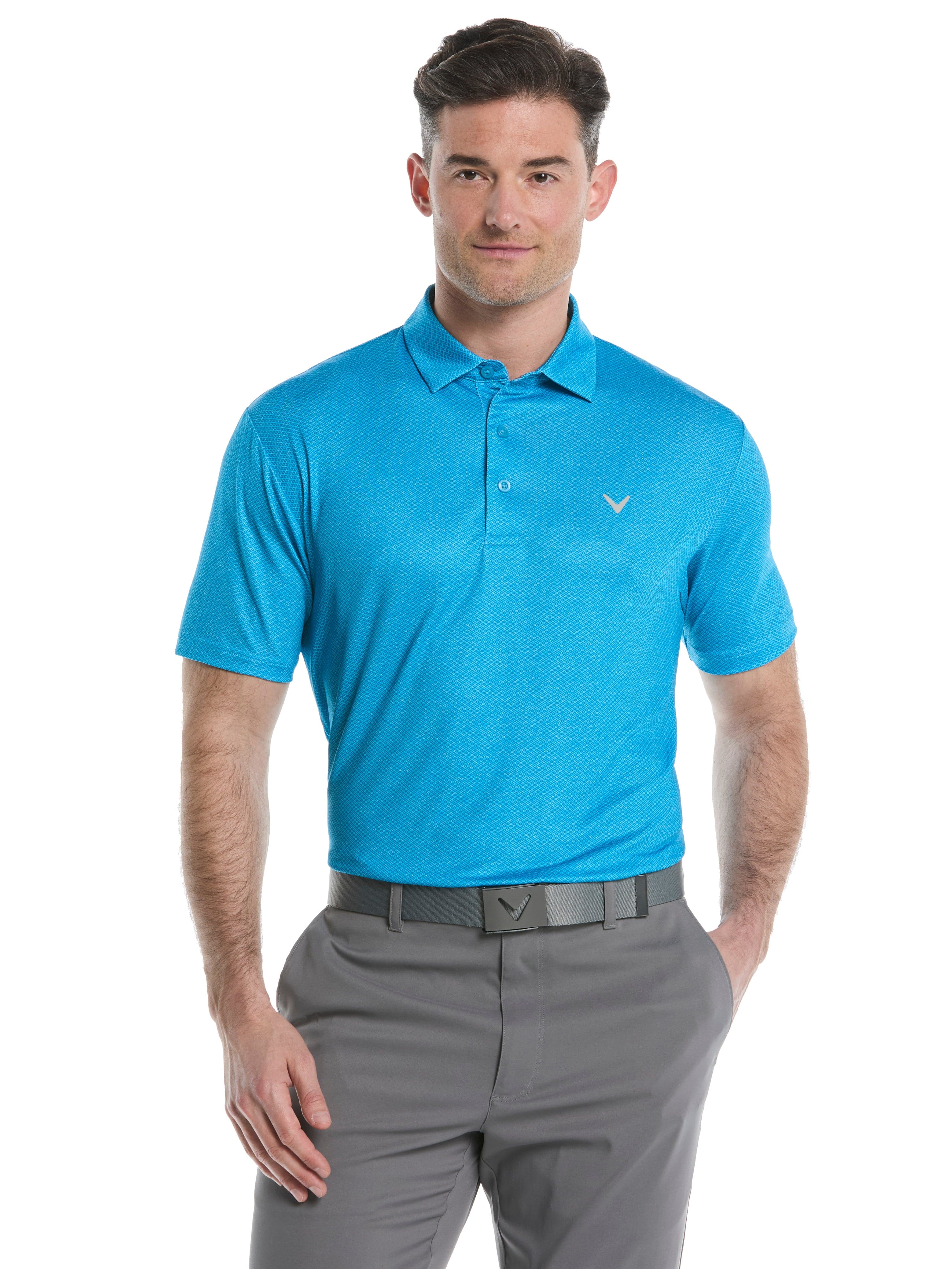 Men's Heather Geo Print Golf Polo Shirt - Breathable Quick-Dry Performance Tee for Golf, Casual Wear & Outdoor Activities