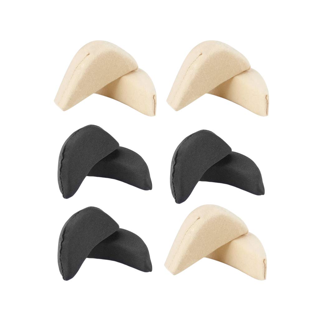 HEALLILY Women's Reusable Big Toe Plug Inserts - 6 Pairs Shoe Fillers for High Heels & Sneakers | Foot Brace Pads for Loose Shoes | Skin Tone & Black Color | Perfect for Comfort & Style in Work, Party & Daily Wear