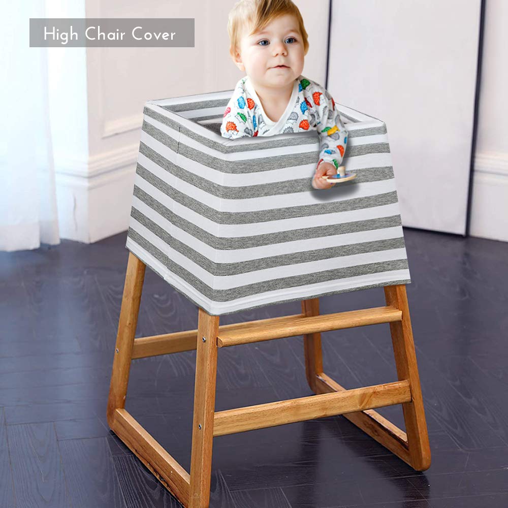 Yoofoss Nursing Cover & Baby Car Seat Canopy - Stretchy Breastfeeding Scarf, Infant Stroller Cover for Boys & Girls (Grey Stripe) | Perfect for Nursing, Shopping & Outdoor Activities