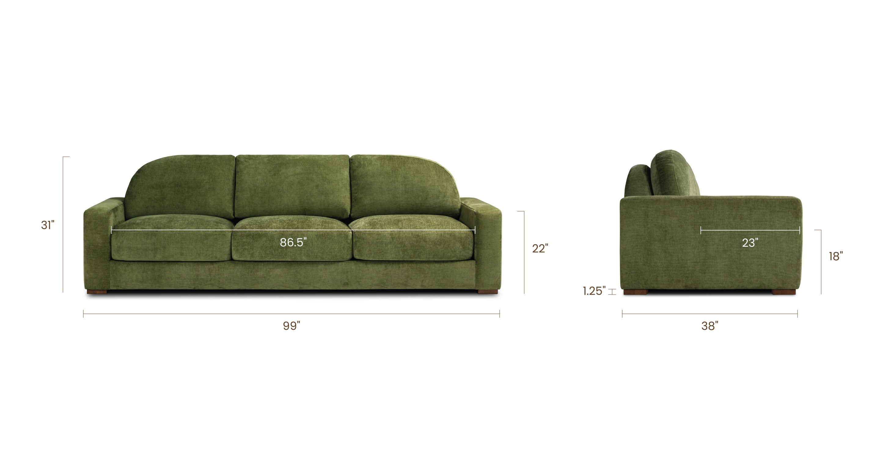 Fano 99 Sofa - Modern Comfortable 3-Seater Couch for Living Room, Lounge & Home Theater - Soft Fabric Upholstery with Sturdy Wooden Frame