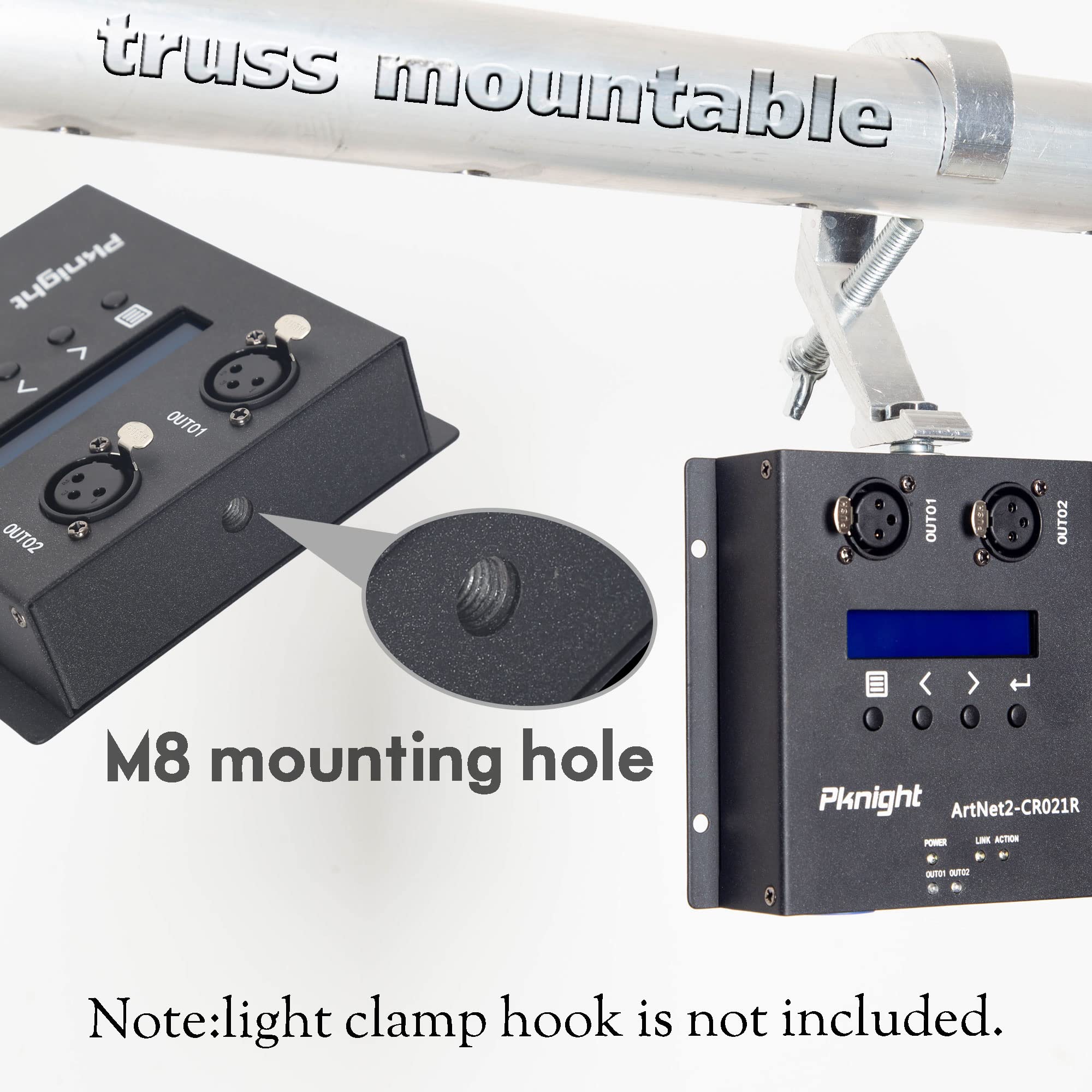 ArtNet DMX 1024 Ethernet Lighting Controller - 2 Universe, Truss Mountable, PoE Powered (CR021R) for Stage Lighting, DJ Shows & Theater Productions