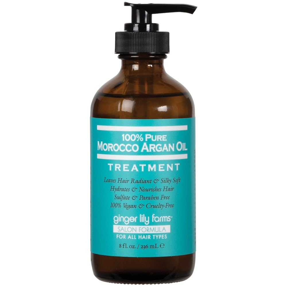 Ginger Lily Farms Salon Formula 100% Pure Moroccan Argan Oil Shampoo & Conditioner Set with Hair Treatment - Hydrating & Repairing Bundle for Dry, Damaged Hair - Perfect for Daily Hair Care & Salon-Quality Results at Home