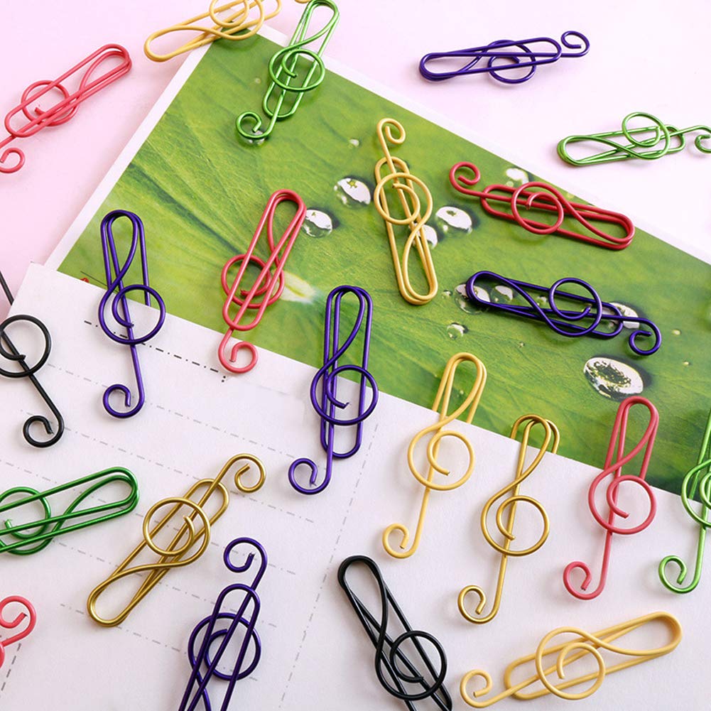 50-Pack Musical Note Shaped Metal Paper Clips - Colorful Cute Office & School Supplies for Organizing Documents, Sheet Music, Notebooks & Craft Projects