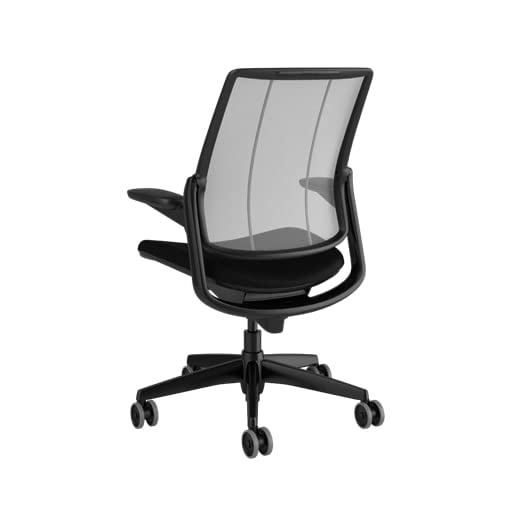 Humanscale Diffrient Smart Ergonomic Office Chair - Adjustable Duron Arms, Black Fabric Seat, Platinum Mesh Back with Carpet Casters - Perfect for Home Office & Workspace Comfort