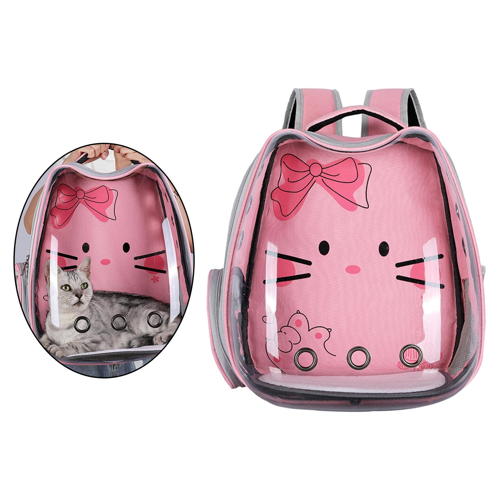 Transparent Pet Carrier Backpack for Small Cats & Dogs - CALANDIS Pink Pet Travel Bag | Perfect for Air Travel, Vet Visits & Outdoor Adventures