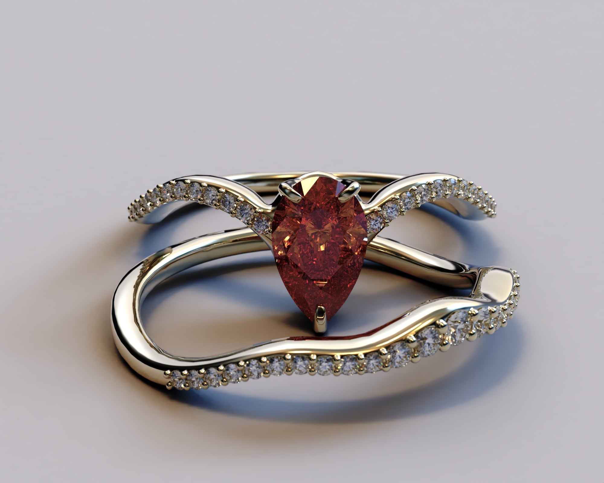 Vintage Boho Style Pear Garnet Engagement Ring Set - Elegant Wedding, Proposal & Anniversary Jewelry Gift for Her
