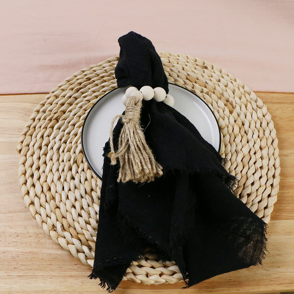 Set of 6 Wrinkled Cotton Cheesecloth Napkins - 16.5x16.5 Inch Rustic Boho Dinner Napkins for Wedding, Bridal Shower & Baby Shower | Eco-Friendly Fabric Table Decor for Farmhouse Dining & Special Occasions