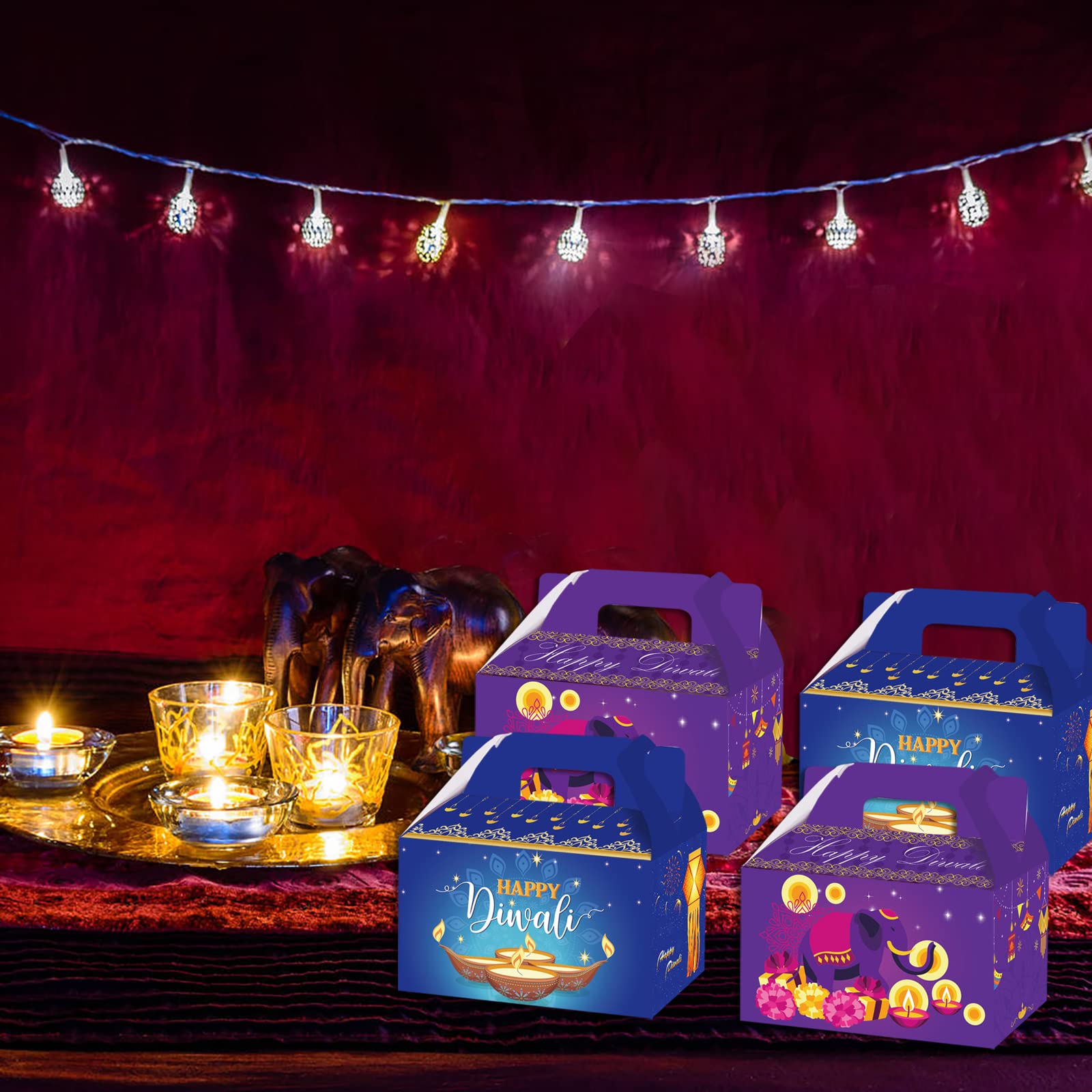 14 Pack Diwali Party Gift Box Set - Decorative Gift Bags for Snacks, Candy & Kids Party Supplies | Perfect for Diwali Celebrations, Festive Gatherings & Children's Events