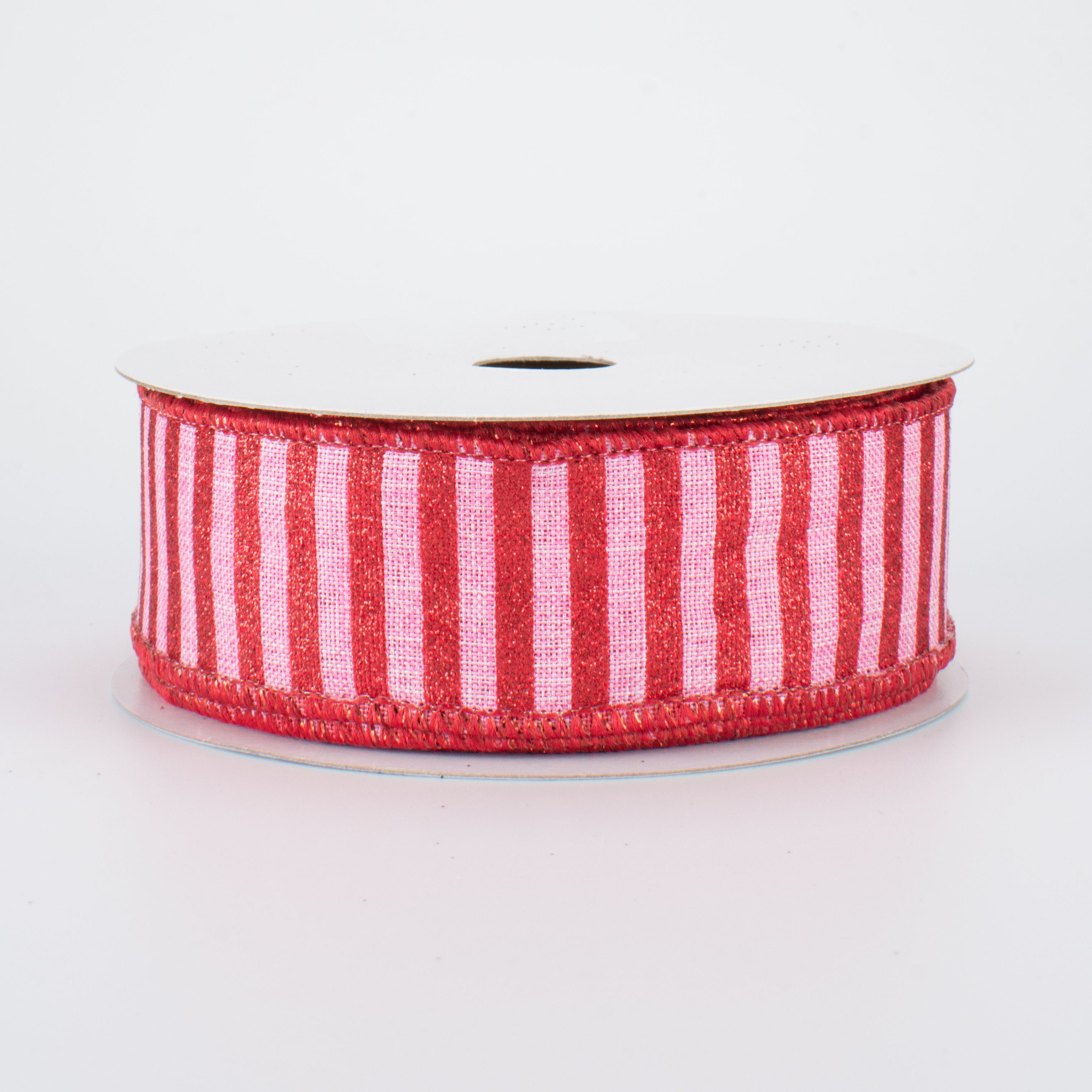 1.5 Inch Glitter Stripe Canvas Ribbon - Pink & Red Decorative Ribbon (10 Yards) for Gift Wrapping, DIY Crafts, Party Decorations, and Scrapbooking