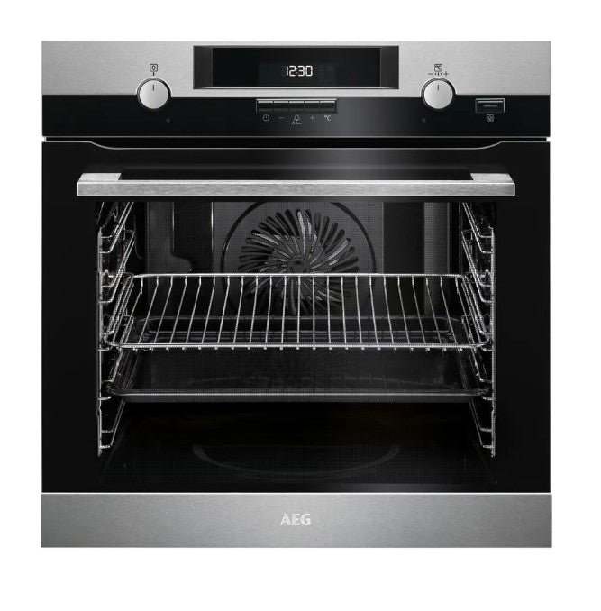 AEG BPK552220M 60cm Stainless Steel SteamBake Multi-Function Pyroluxe Oven - 10 Cooking Modes for Baking, Roasting & Steaming | Perfect for Home Kitchens & Professional Chefs
