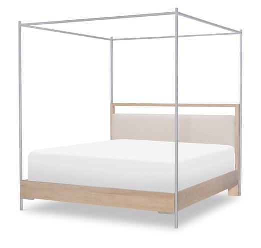 Biscayne Upholstered Canopy King Size Bed in Beige - Luxurious Bedroom Furniture for Master Suite & Guest Room Decor