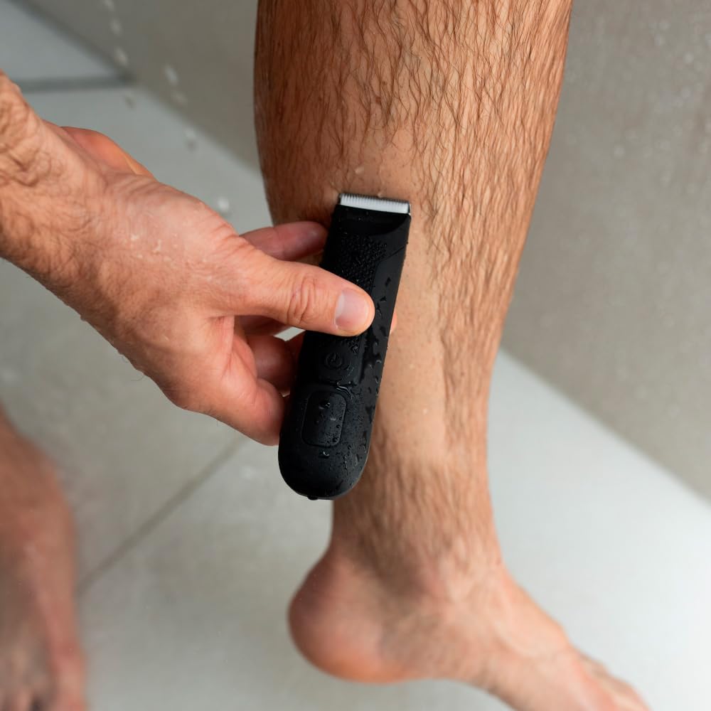 SAFERAZOR Trimmer 2.0 for Men - Waterproof Body & Groin Hair Trimmer with Replaceable Ceramic Blades, 120 Min Runtime, Cordless Wet/Dry Shaver - Perfect for Travel, Gym & Personal Grooming (Black)