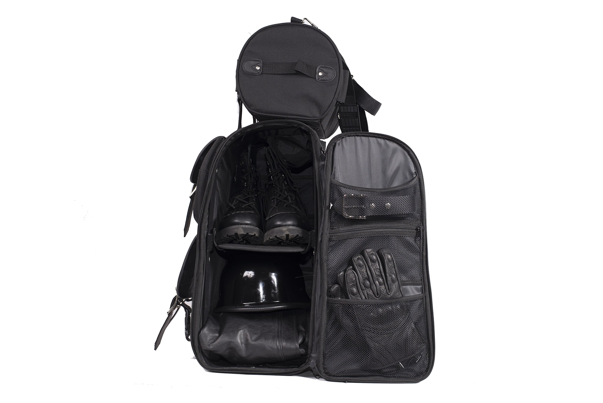Durable Medium Size PVC Motorcycle Sissy Bar Bag - Waterproof Storage for Cruiser & Chopper Bikes - Perfect for Road Trips & Daily Commutes