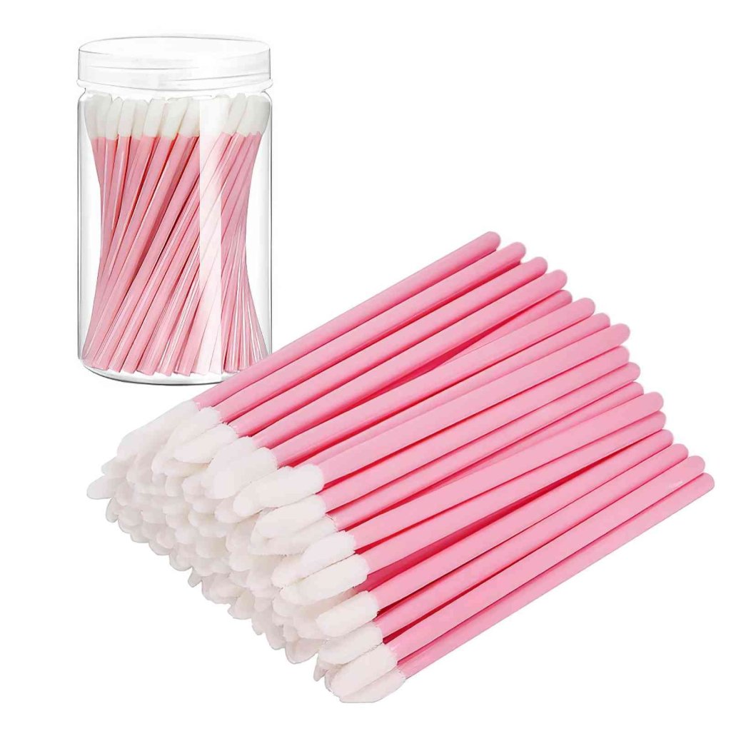 100 Pcs Disposable Lip Gloss Brushes in Bottle - Perfect for Makeup Artists, Salons & DIY Lip Gloss Application