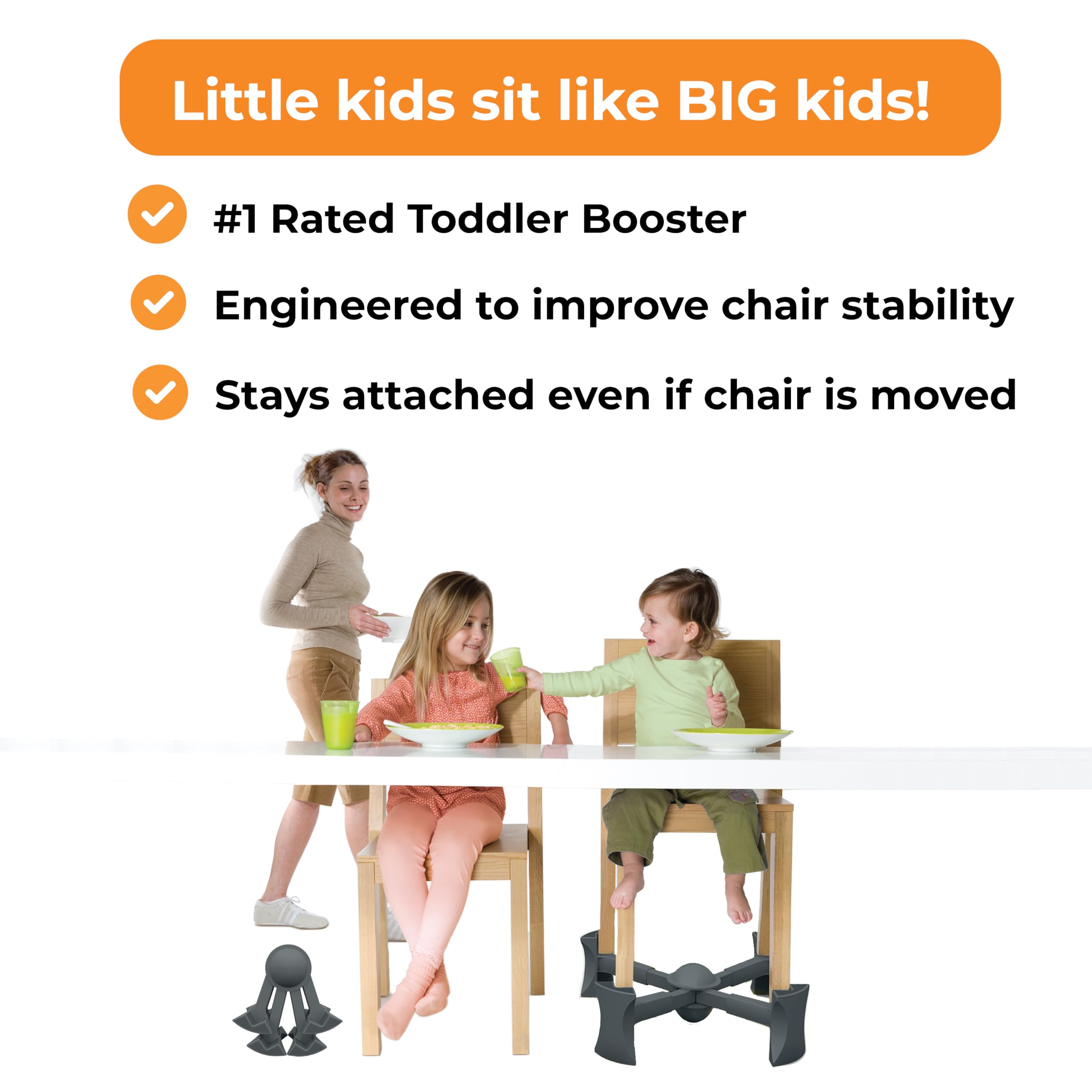 KABOOST Portable Chair Booster Seat for Toddlers & Adults - Adjustable Dining Table Height Booster for Kids, Under Chair Design, Lightweight & Travel-Friendly - Perfect for Restaurants, Home, Travel & Outdoor Dining