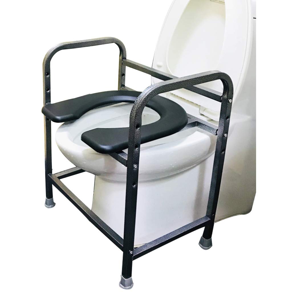 Extra Wide Commode Toilet Chair - Lightweight Adjustable Shower Stool with Safety Steel Frame for Elderly & Pregnant Women - Portable Bathroom Aid for Home Care and Post-Surgery Recovery