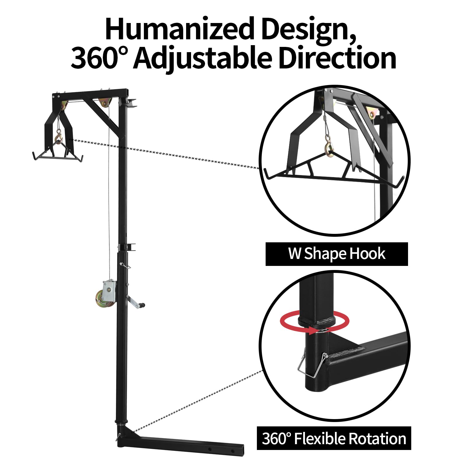 Heavy Duty Truck Hitch Game Hunting Hoist - 400 lb Capacity Complete Kit with Winch & Gambrel for Deer Processing, Skinning and Cleaning | Perfect for Field Dressing, Camping & Outdoor Hunting Adventures