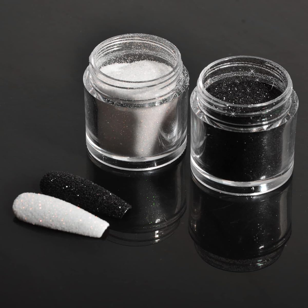 2PCS Chrome Nail Powder - White Holographic Shimmer Glitter for Nail Art | Shining Sugar Diamond & Rainbow Laser Powder | Perfect for Manicure, Nail Decoration & DIY Nail Designs at Home or Salon