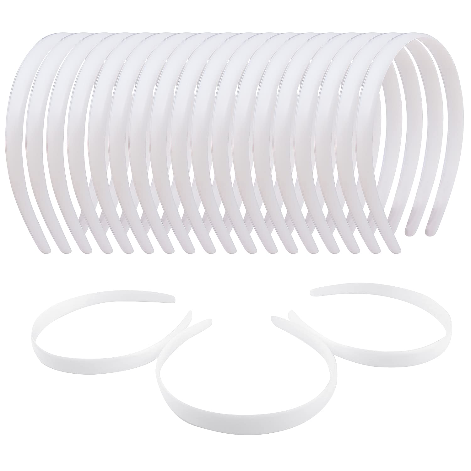 36 Pcs White Plastic Headbands Bulk - Plain No Teeth Headbands for Women & Girls, 1/2