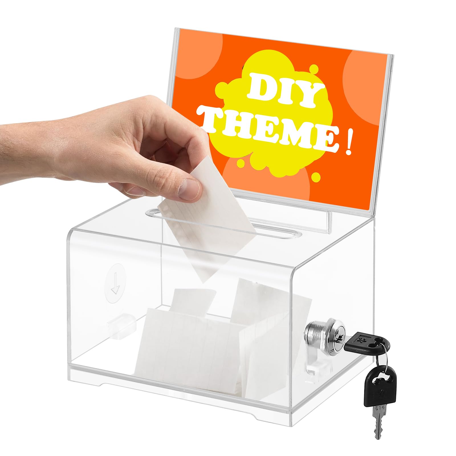 Lockable Donation Box with Sign Holder - Clear Ballot Box for Fundraising, Raffles, Voting & Tips | Perfect for Schools, Events, Restaurants & Charity Drives