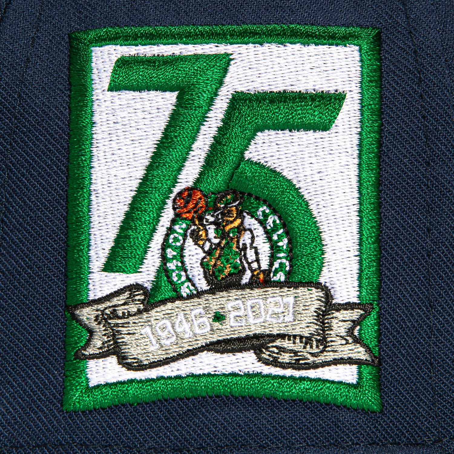 Mitchell & Ness Boston Celtics 75th Anniversary Patch Hat - Navy & Green NBA Basketball Cap for Men & Women - Perfect for Games, Fan Gear & Streetwear Fashion
