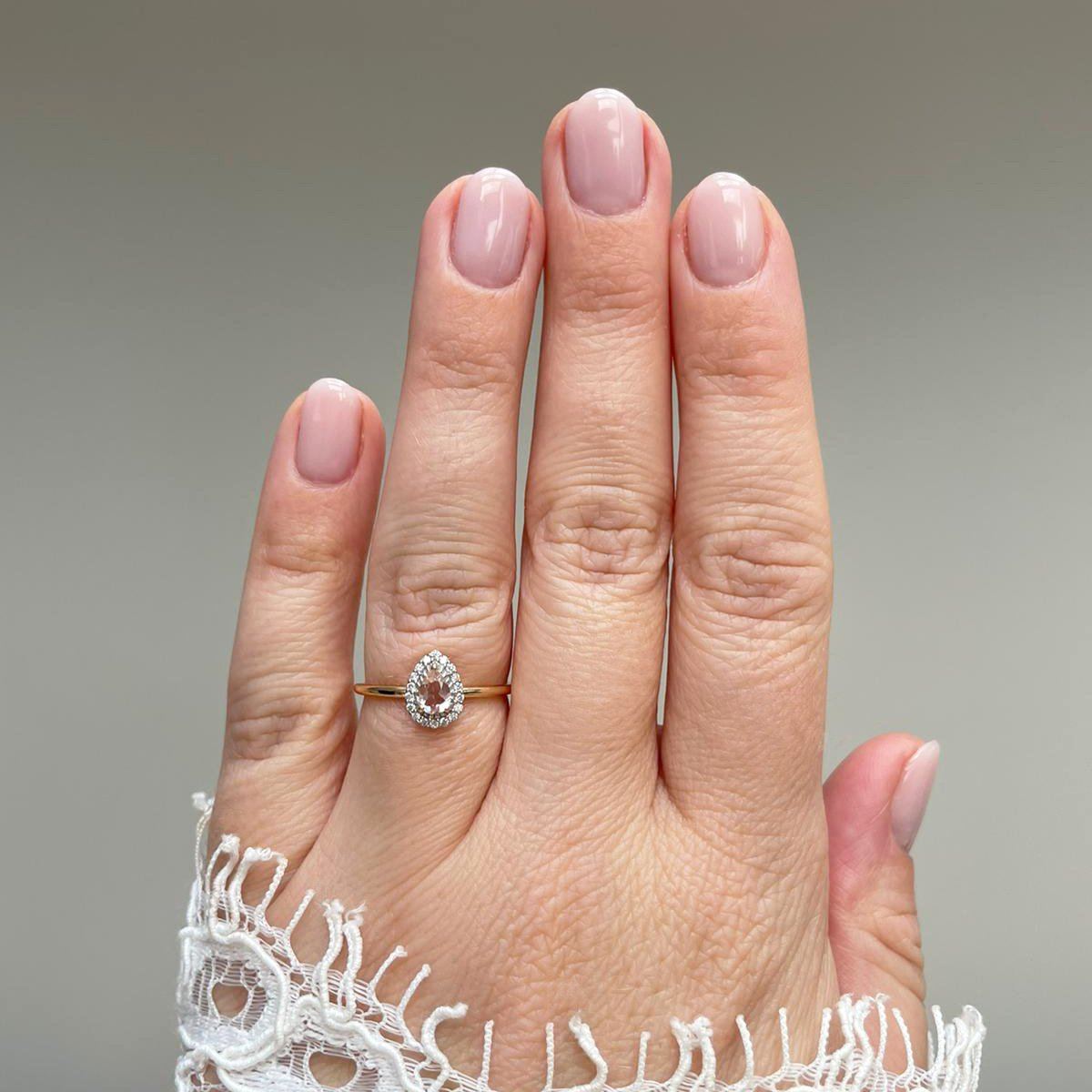 Estelle Morganite & Diamond Ring - UK Size O - Elegant Pink Morganite & Diamond Engagement Ring for Women - Perfect for Proposals, Anniversaries & Special Occasions