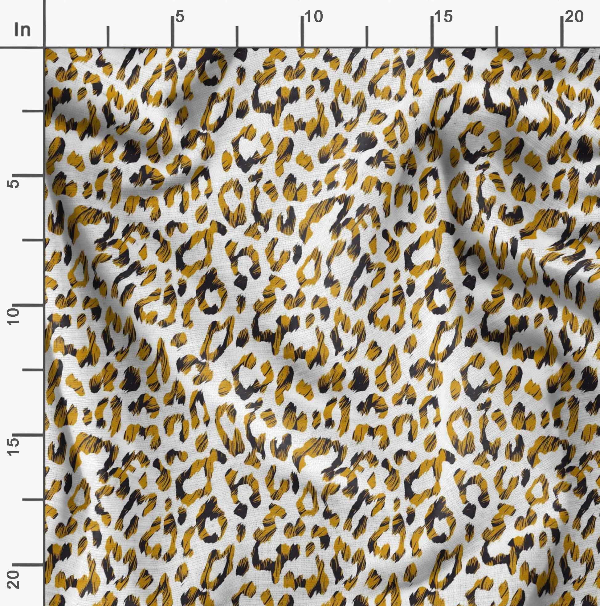 Soimoi Moss Georgette Brown Fabric by The Yard - 42 Inch Wide Leopard Print Animal Skin Textile - Stylish Trendy Printed Fabric for Dresses, Blouses, Scarves & DIY Fashion Projects