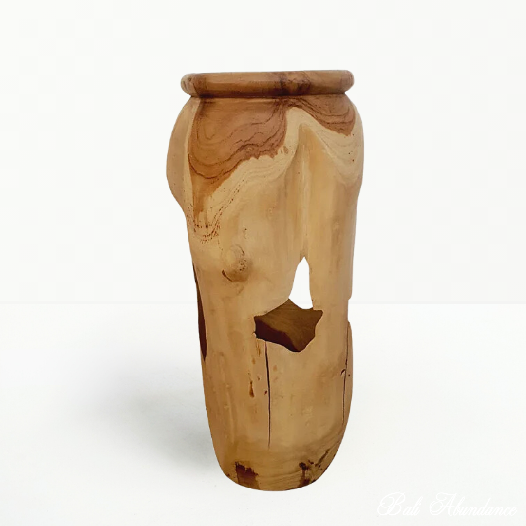 Premium Teak Wood Planter Pot - 4 Inch Small Indoor/Outdoor Flower Pot for Succulents, Herbs & Houseplants | Perfect for Home, Garden, Office & Patio Decor