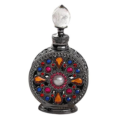 Vintage Diamond-Studded Refillable Perfume Bottle 15ml - Handcrafted Black Glass Perfume Atomizer for Women, Luxury Travel Perfume Sprayer, Elegant Gift for Her | Perfect for Daily Use, Special Occasions & Travel Essentials