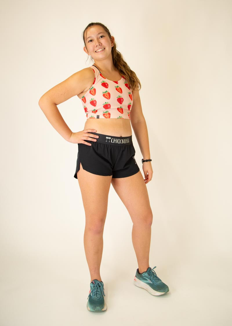 Strawberry Print PWR Crop Top for Women - Trendy Summer Workout & Festival Fashion