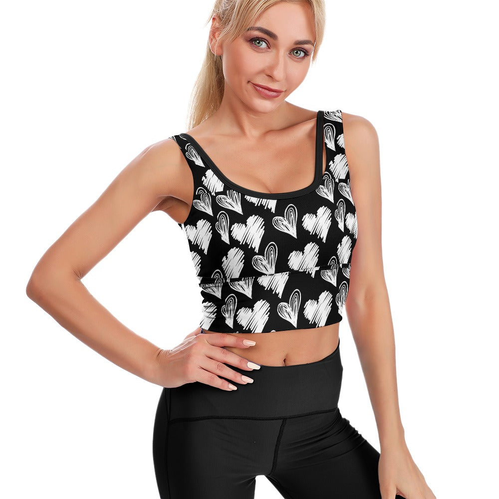 Chalk Hearts Yoga Vest for Women - Breathable & Comfortable Workout Top - Perfect for Yoga, Pilates & Gym