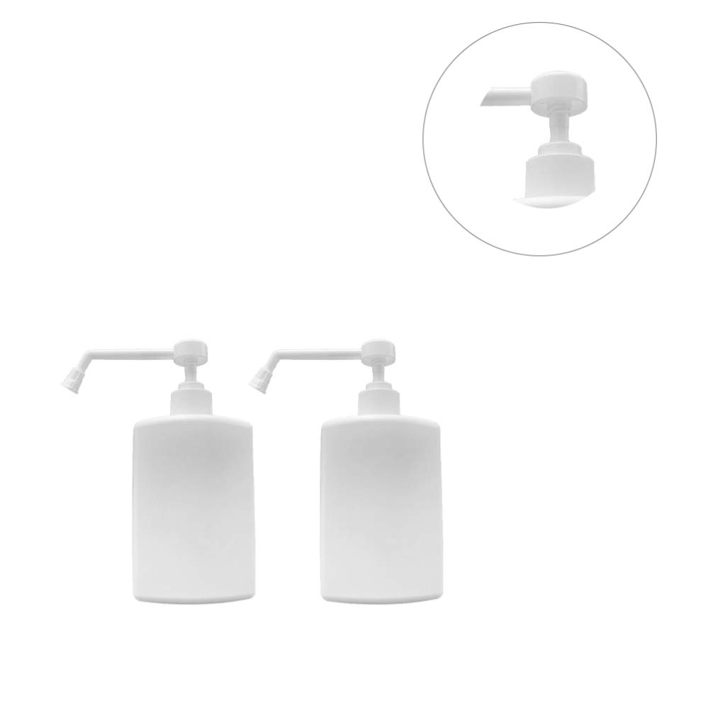 Healifty 2 Pack Long Nozzle Empty Pump Bottles with Cow Straws - Fine Mist Sprayer for Lotion, Hand Soap & Jewelry Making - White Plastic Dispenser Bottles for Home, Salon, and DIY Crafts