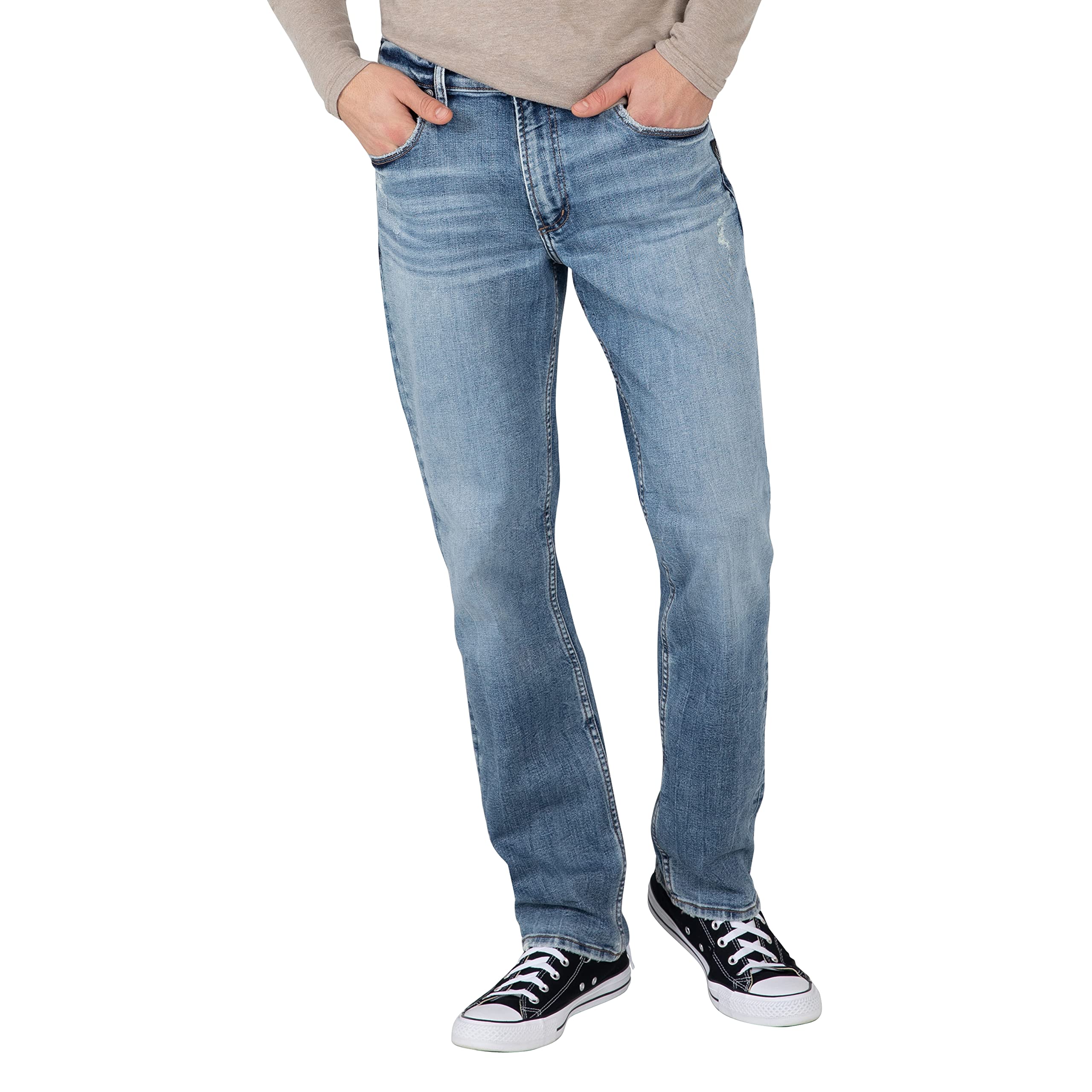 Silver Jeans Co. Men's Machray Classic Fit Straight Leg Jeans - Comfortable Denim Pants for Casual Wear & Everyday Outfits