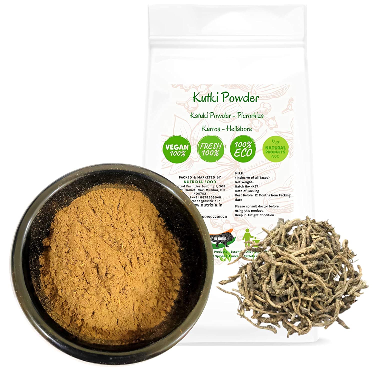 Organic Kutki Powder (Picrorhiza Kurroa) - 50g Pure Himalayan Herbal Supplement for Liver & Digestive Health - Perfect for Ayurvedic Detox & Immunity Boost