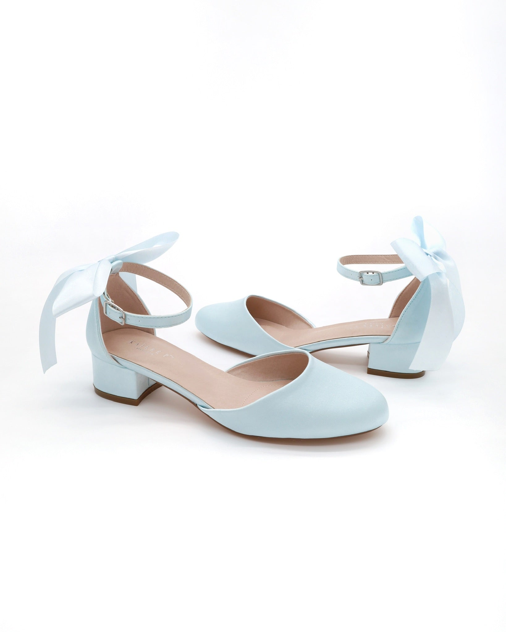 Elegant Round Toe Satin Block Heel Pumps with Back Bow - Perfect for Weddings, Parties & Office Wear