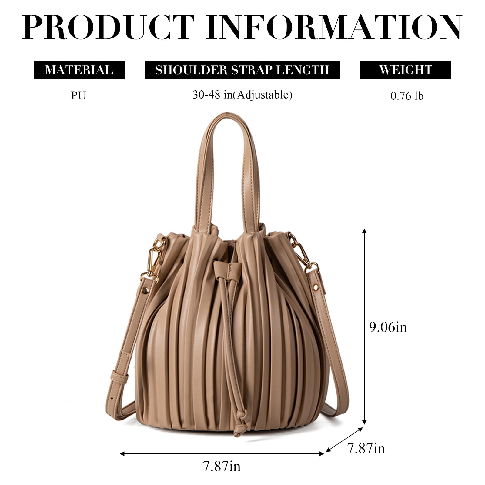 Stylish Mini Leather Bucket Bags for Women - Drawstring Crossbody Purse & Pleated Shoulder Handbag | Perfect for Daily Use, Travel & Shopping