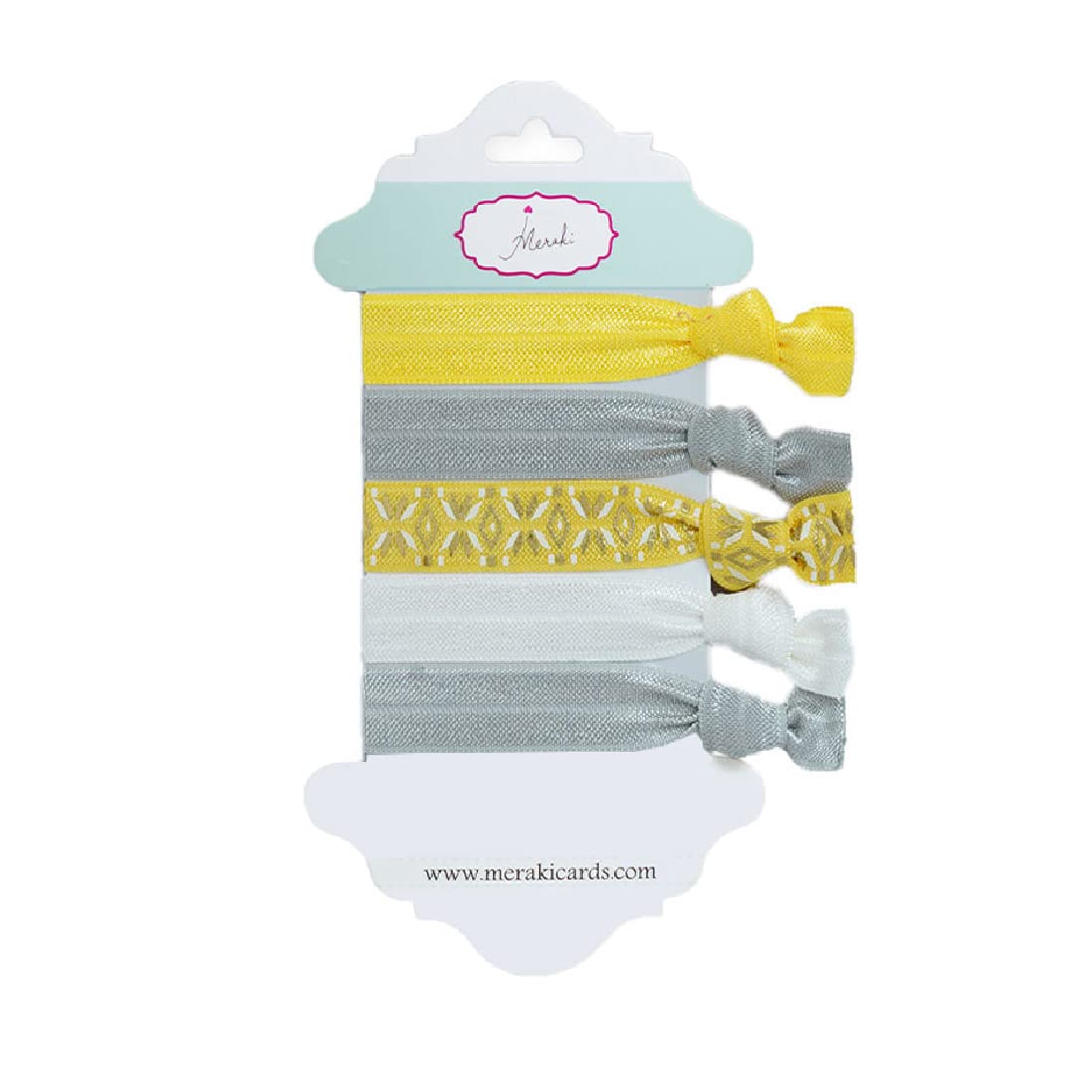 Meraki Cards Sunny Side Up Polyester Ponytail Holders Hair Bands for Women - Pack of 5 | Soft & Stretchy Hair Ties for Gym, Work, or Everyday Use