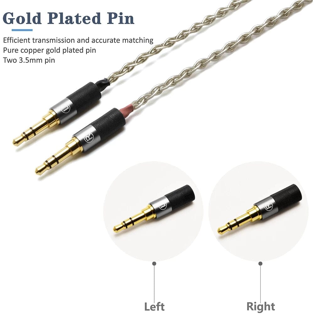 Premium GUCraftsman 6N Single Crystal Silver Upgrade Cable for Beyerdynamic T1/T5 2nd Gen, Amiron, Focal Elear/Elegia, Denon AH-D9200 Headphones - Audiophile-Grade Sound Enhancement for Home Studio & Critical Listening