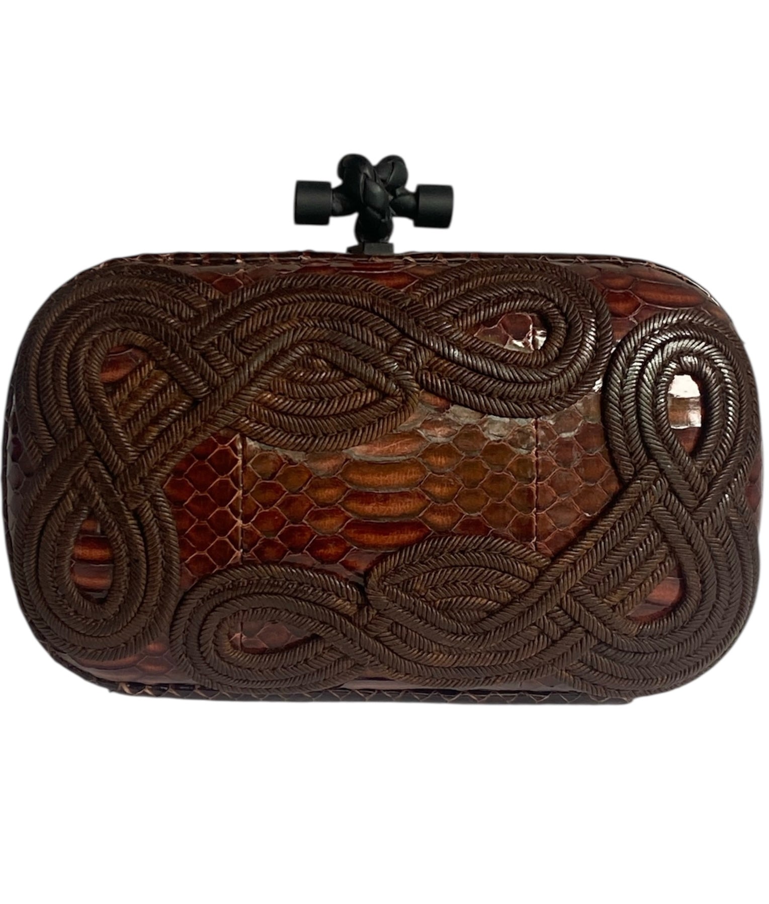 Bottega Veneta Python Knot Clutch Bag - Luxury Designer Clutch Purse for Women - Perfect for Evening Parties, Weddings & Special Occasions