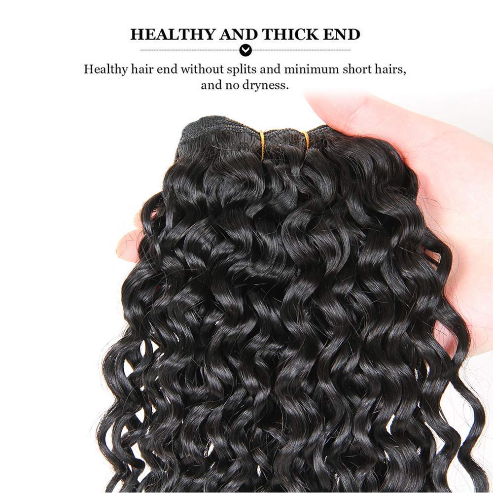 Brazilian Deep Wave Human Hair Bundles 3 Bundles 8 8 8 Inch - 100% Cuticle Aligned Virgin Hair Extensions 10A Grade Natural Black - Perfect for Weaving, Styling & Everyday Glamour