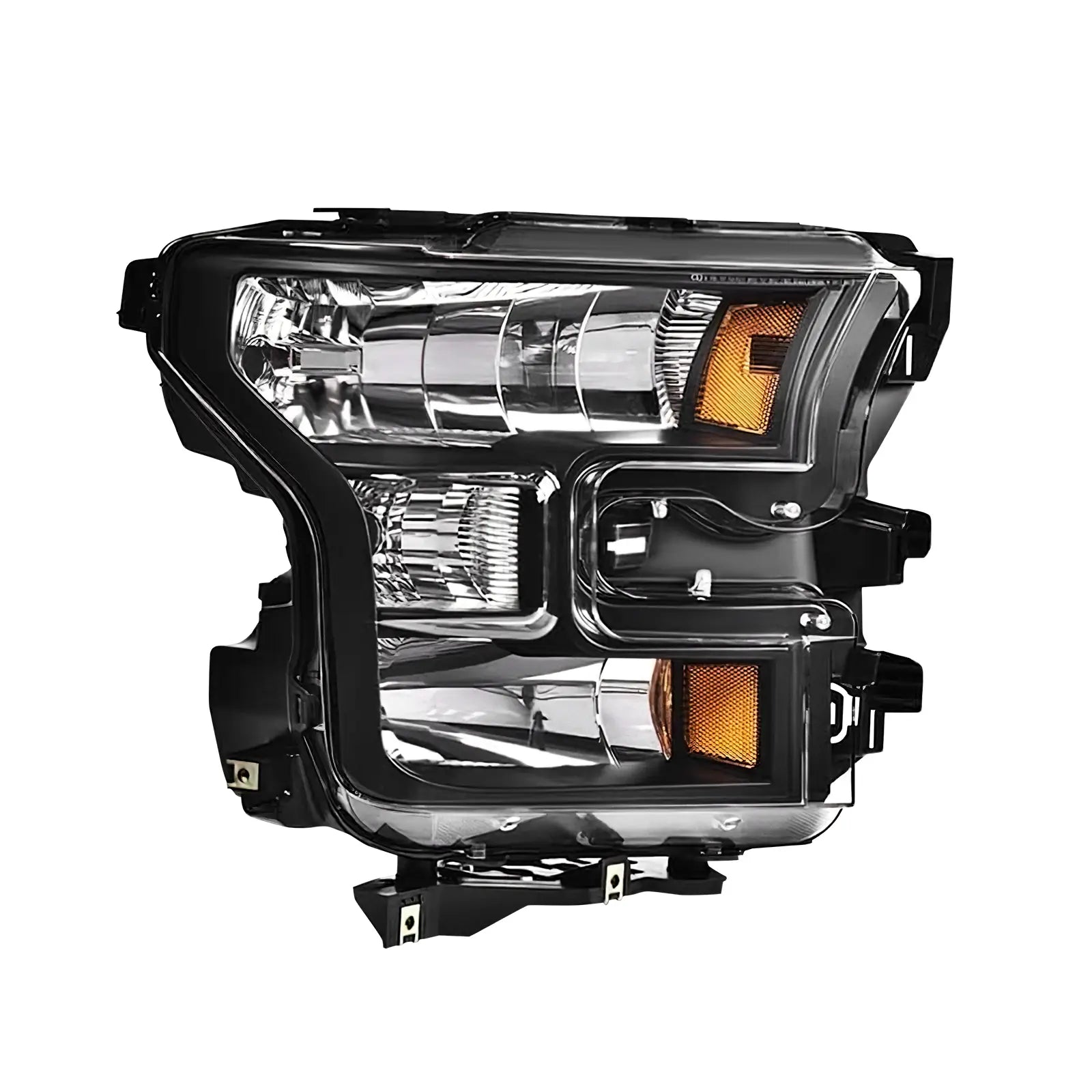 LOYO Headlight Assembly Replacement for 2015-2017 Ford F150 - Left & Right Side, Clear Lens with Black Housing & Amber Reflector - Perfect for Night Driving & Off-Road Adventures