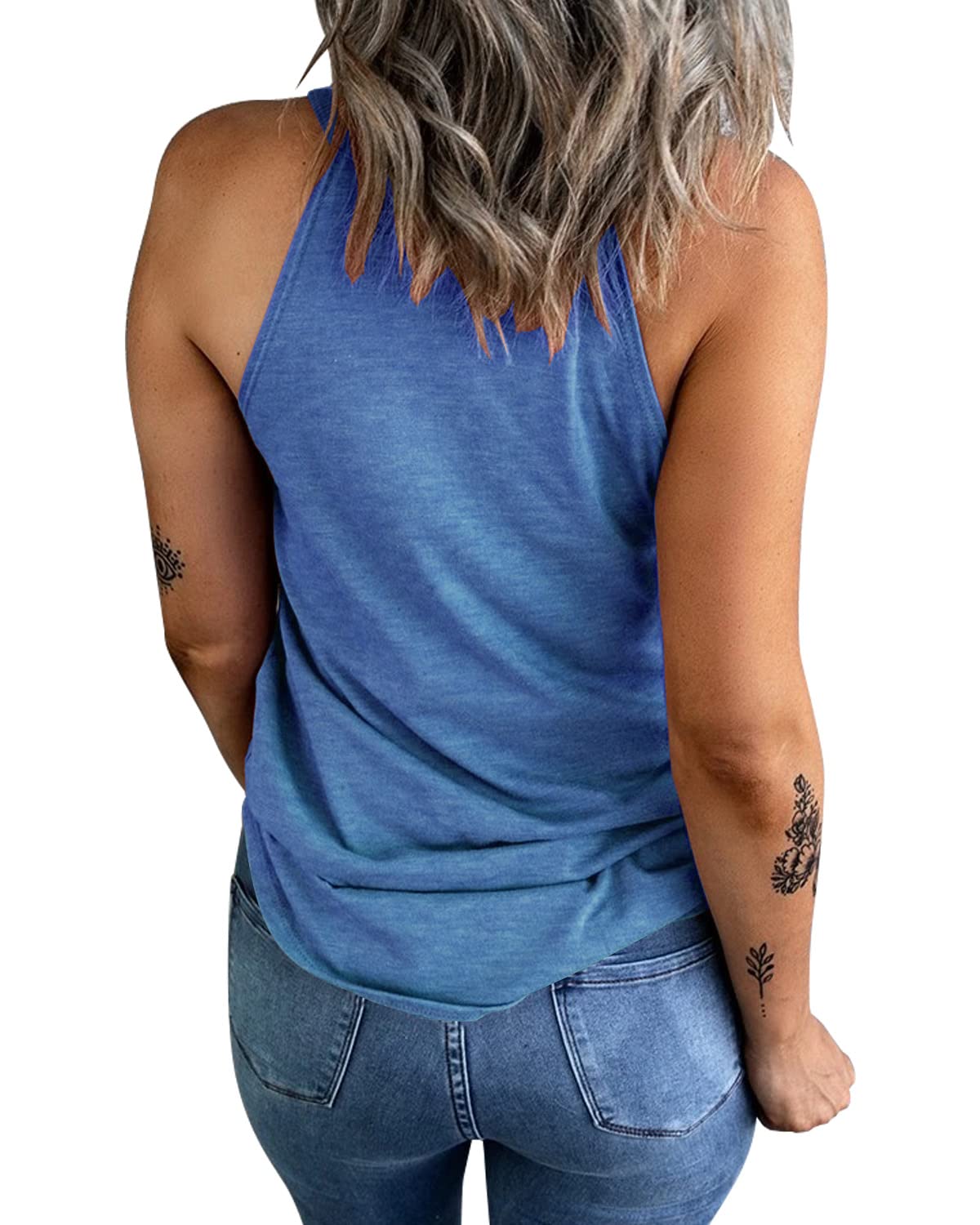 KINLONSAIR Women's Summer Sleeveless Halter Tee Shirts - Breathable Crew Neck Workout Tank Tops, Casual Plain Cami Shirts for Gym, Yoga, Running & Everyday Wear
