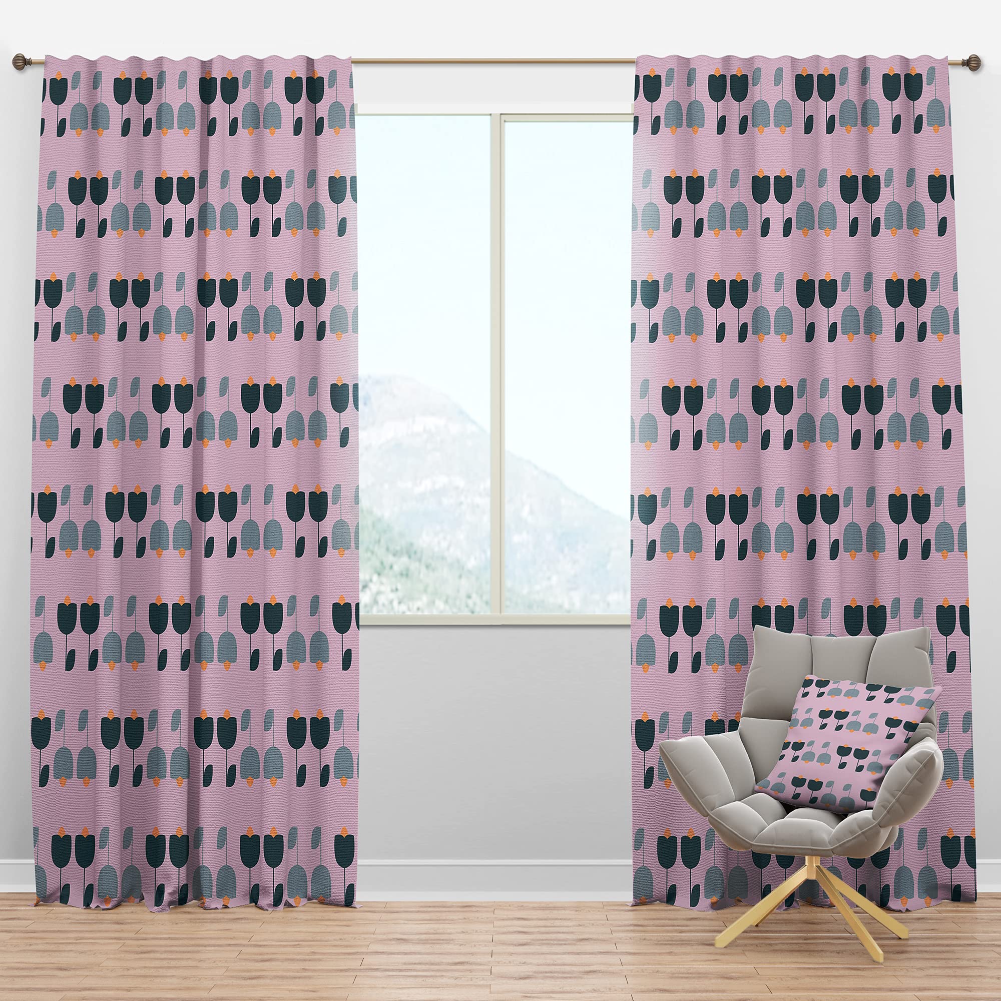DesignQ Blackout Curtains - Retro Floral Pattern XIII - Thermal Insulated Bedroom & Living Room Curtains - Single Panel 52x120 Inches - Perfect for Light Blocking, Privacy & Home Decor