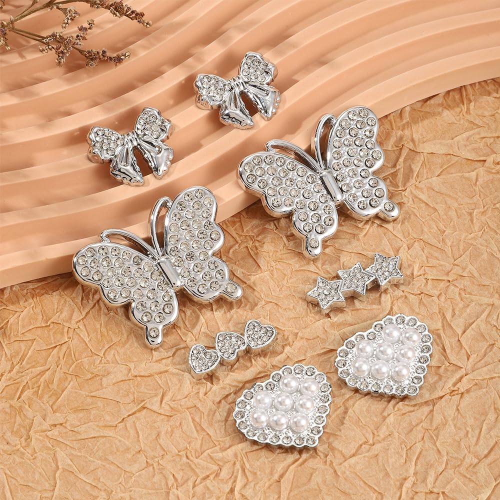 Sparkling Shoe Charms for Women - Fashionable Bling Chain Shoe Accessories, Cute Butterfly & Flower Jewelry Decorations - Perfect Birthday Gifts & Party Favors for Girls (Great for Weddings, Prom, Dances & Special Occasions)
