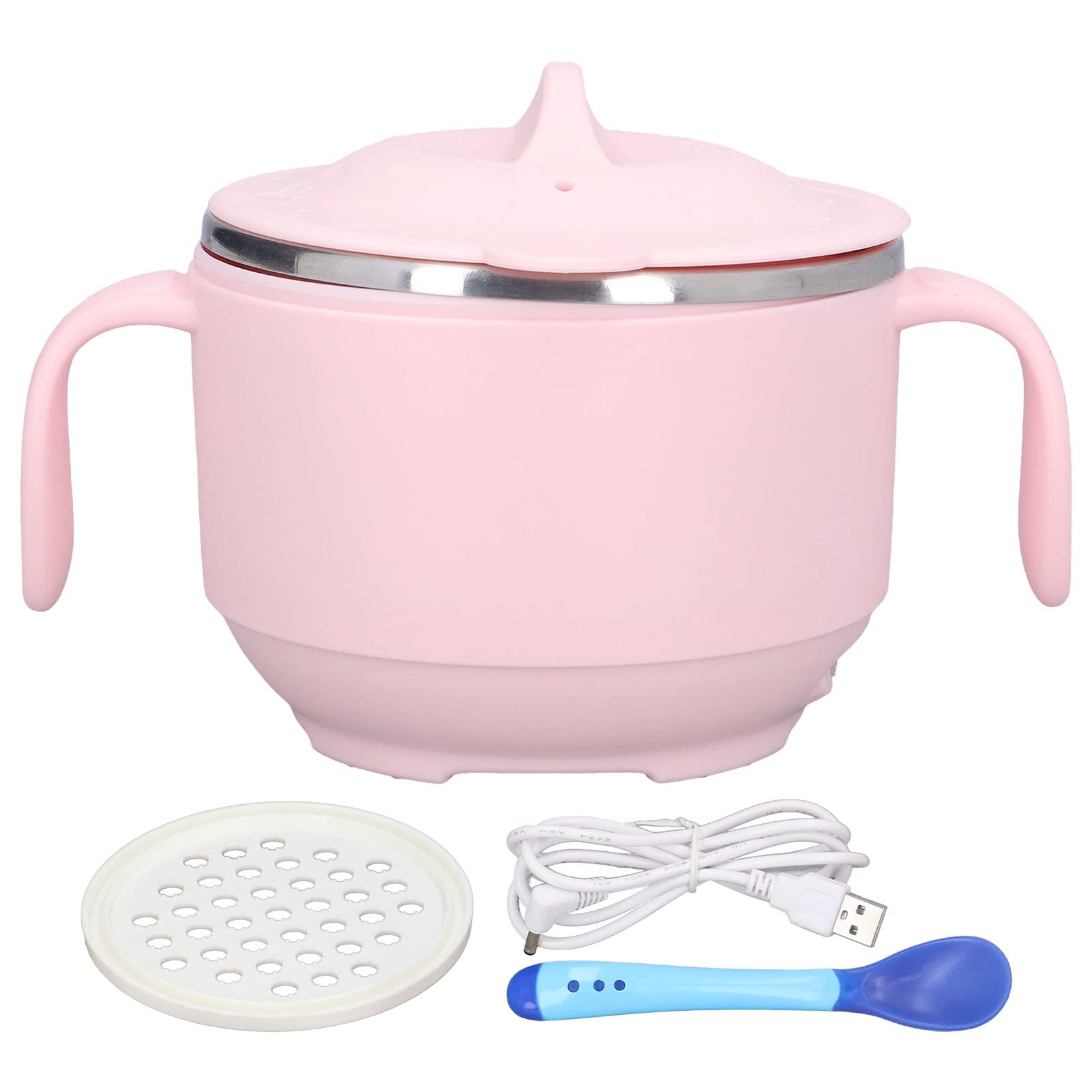 Smart Electric Heating Bowl for Babies & Toddlers - 400ml Bluetooth Play PI Heating Film, BPA-Free PP Shell, Keep Food Warm (Pink) - Perfect for Home, Travel & Daycare Use